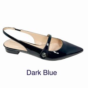 Bandolino Women's Aubriana Pointed Toe Slingback Flats Dark Blue Size 9M